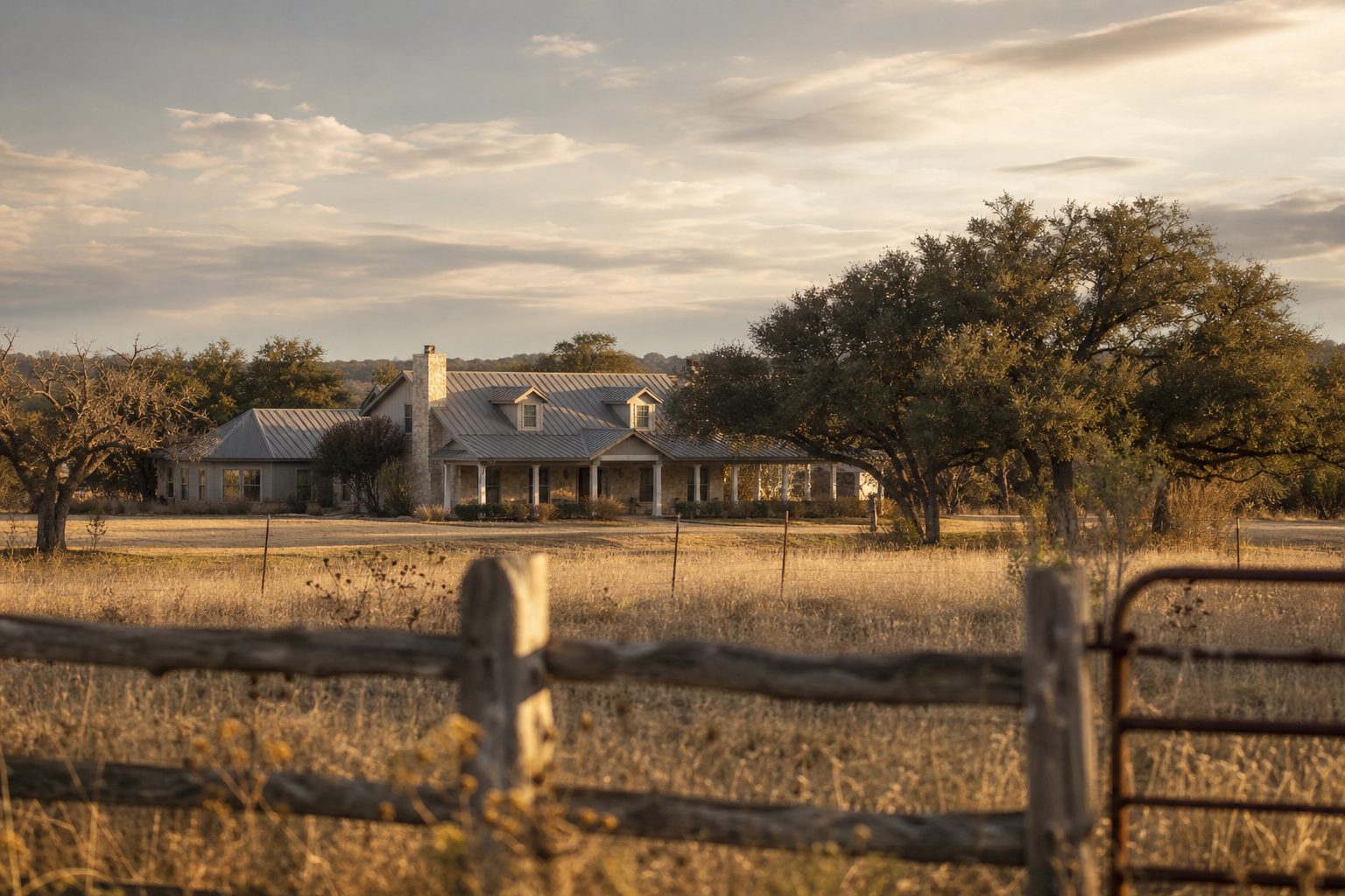Acre ranch property on Springtown outskirts with weathered fencing, mature oaks, and undeveloped rural landscape in Parker County.